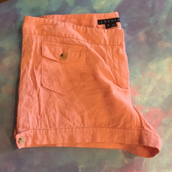 Theory peach pink linen shorts size 8 EUC - Picture 2 of 3